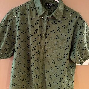 J.Crew Cotton Eyelet Button Down with liner